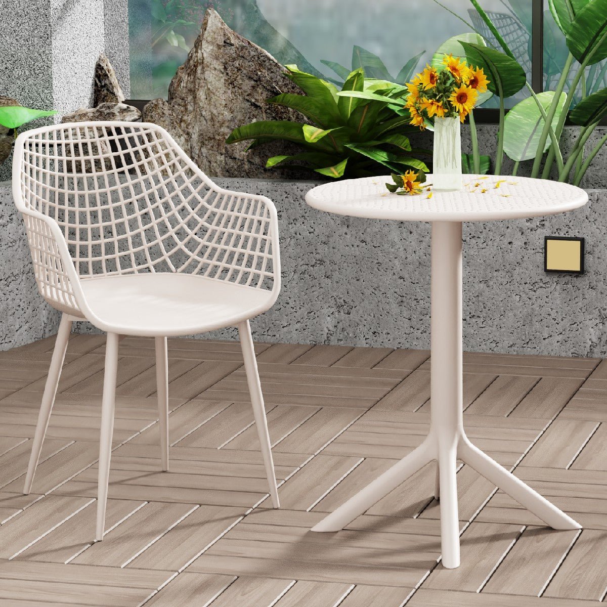 Rimini Lattice 3 Piece Garden Bistro Set Table and Chairs - Core Products