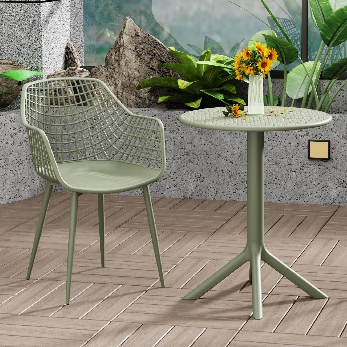 Rimini Lattice 3 Piece Garden Bistro Set Table and Chairs - Core Products