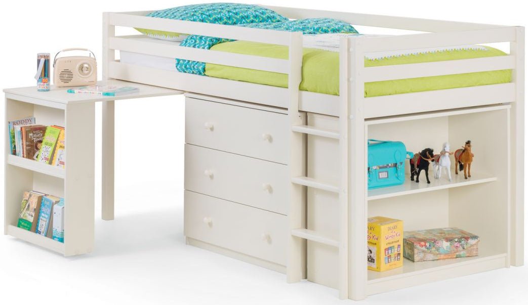 Roxy Sleepstation Mid Sleeper Bed Frame with Desk - Julian Bowen