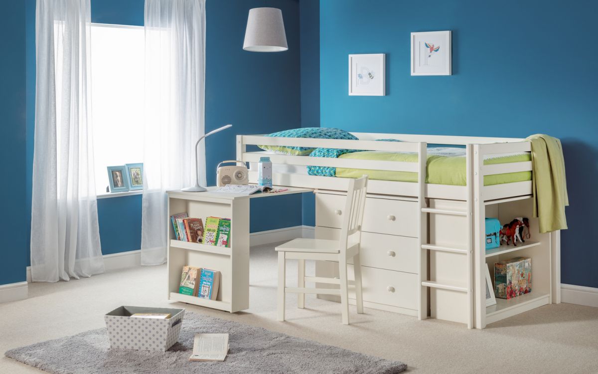 Roxy Sleepstation Mid Sleeper Bed Frame with Desk - Julian Bowen