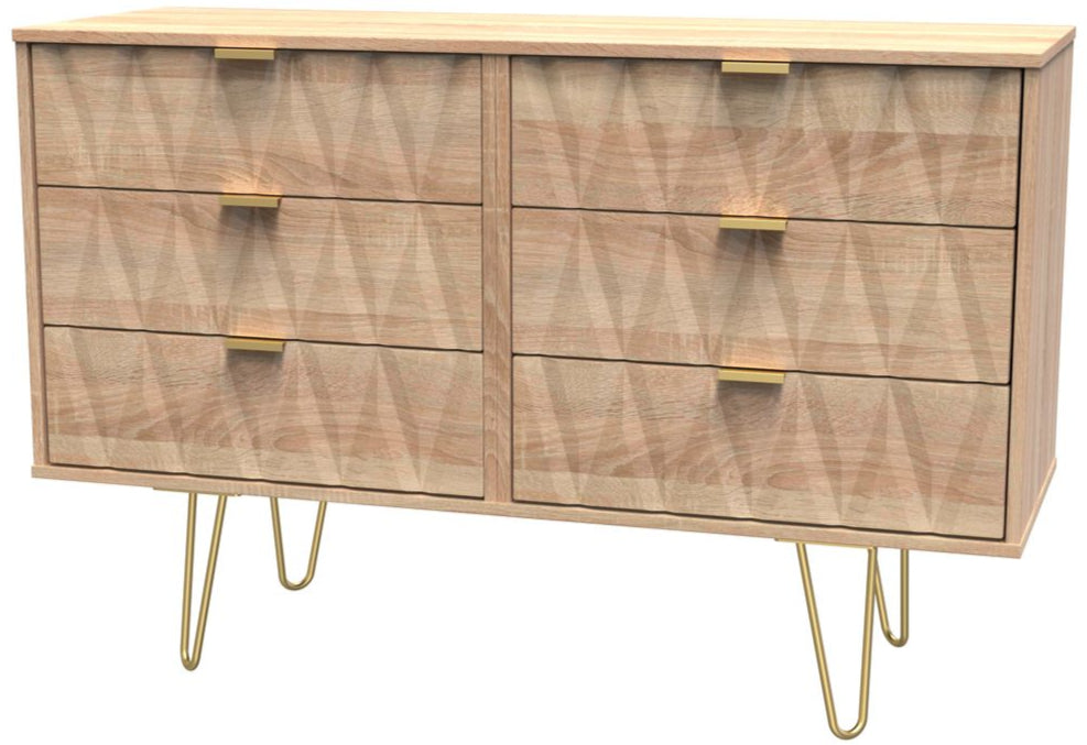 Diamond 6 Drawer Midi Chest with Gold Hairpin Legs