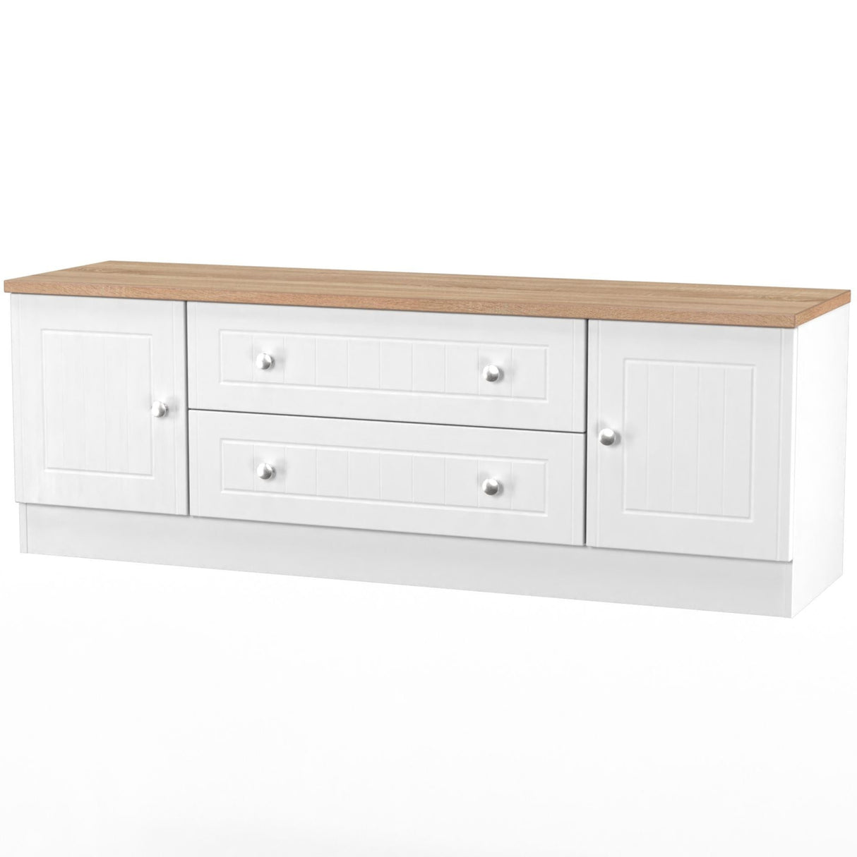 Vienna 2 Door 2 Drawer Wide TV Unit with Oak Top