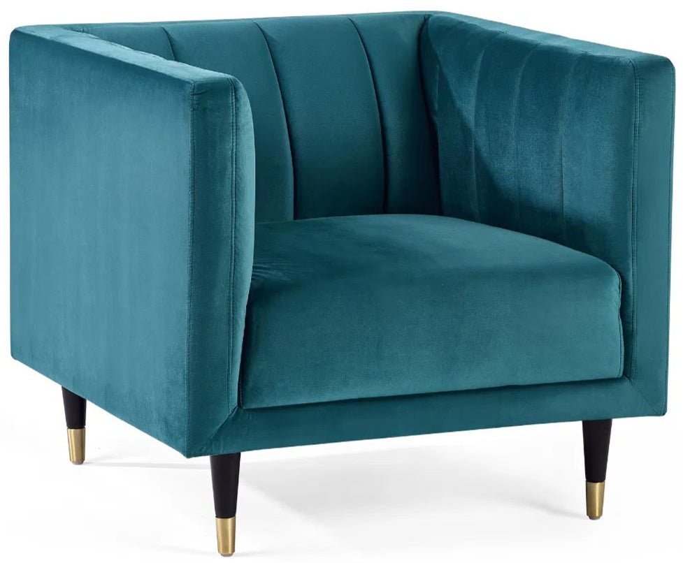 Salma Scalloped Back Velvet Armchair - Julian Bowen