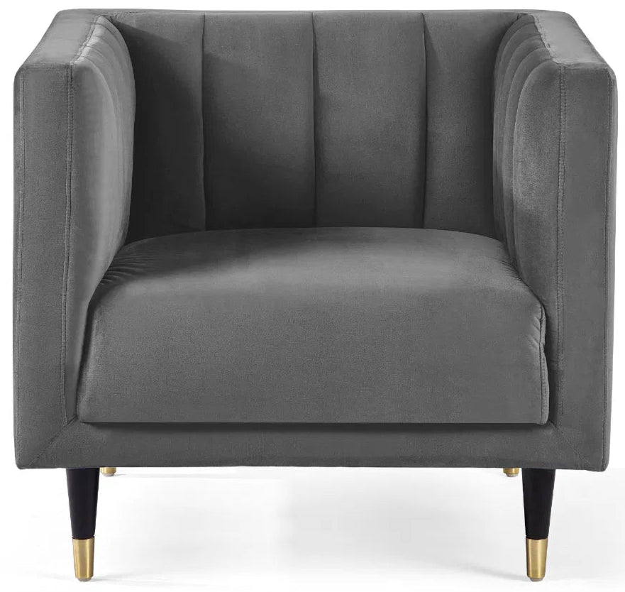 Salma Scalloped Back Velvet Armchair - Julian Bowen