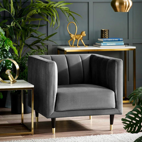 Salma Scalloped Back Velvet Armchair - Julian Bowen