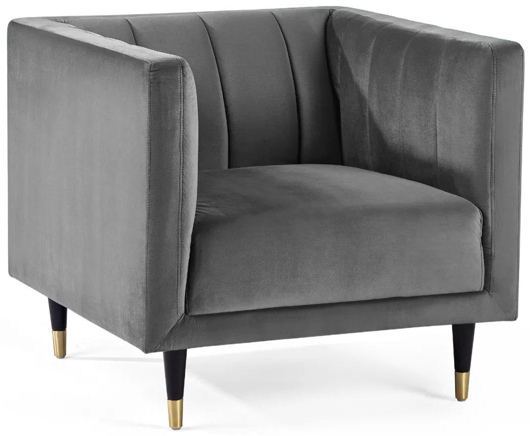 Salma Scalloped Back Velvet Armchair - Julian Bowen
