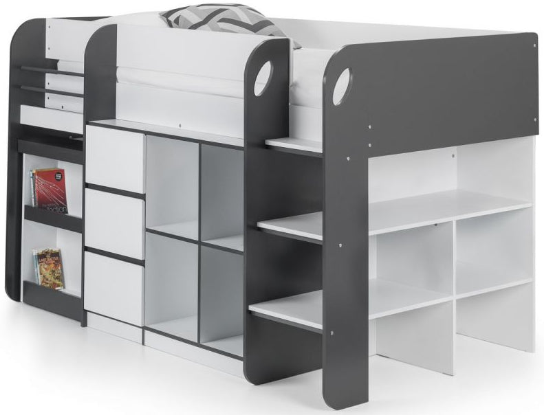 Saturn Mid Sleeper Bed Frame with Desk - Julian Bowen