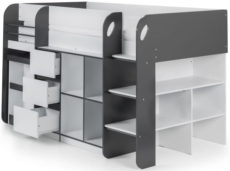 Saturn Mid Sleeper Bed Frame with Desk - Julian Bowen