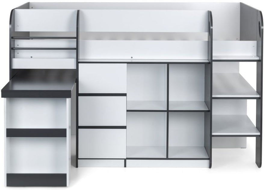 Saturn Mid Sleeper Bed Frame with Desk - Julian Bowen