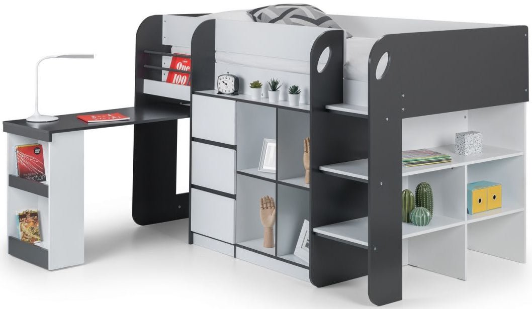 Saturn Mid Sleeper Bed Frame with Desk - Julian Bowen