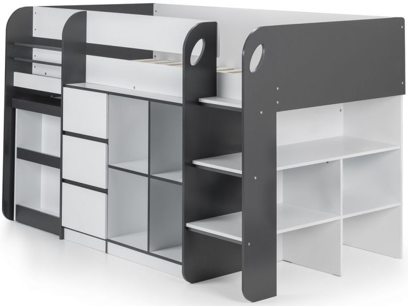 Saturn Mid Sleeper Bed Frame with Desk - Julian Bowen