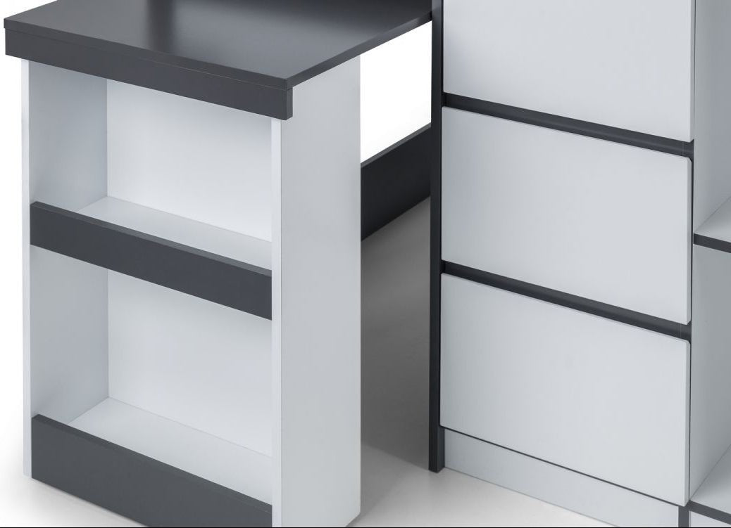 Saturn Mid Sleeper Bed Frame with Desk - Julian Bowen