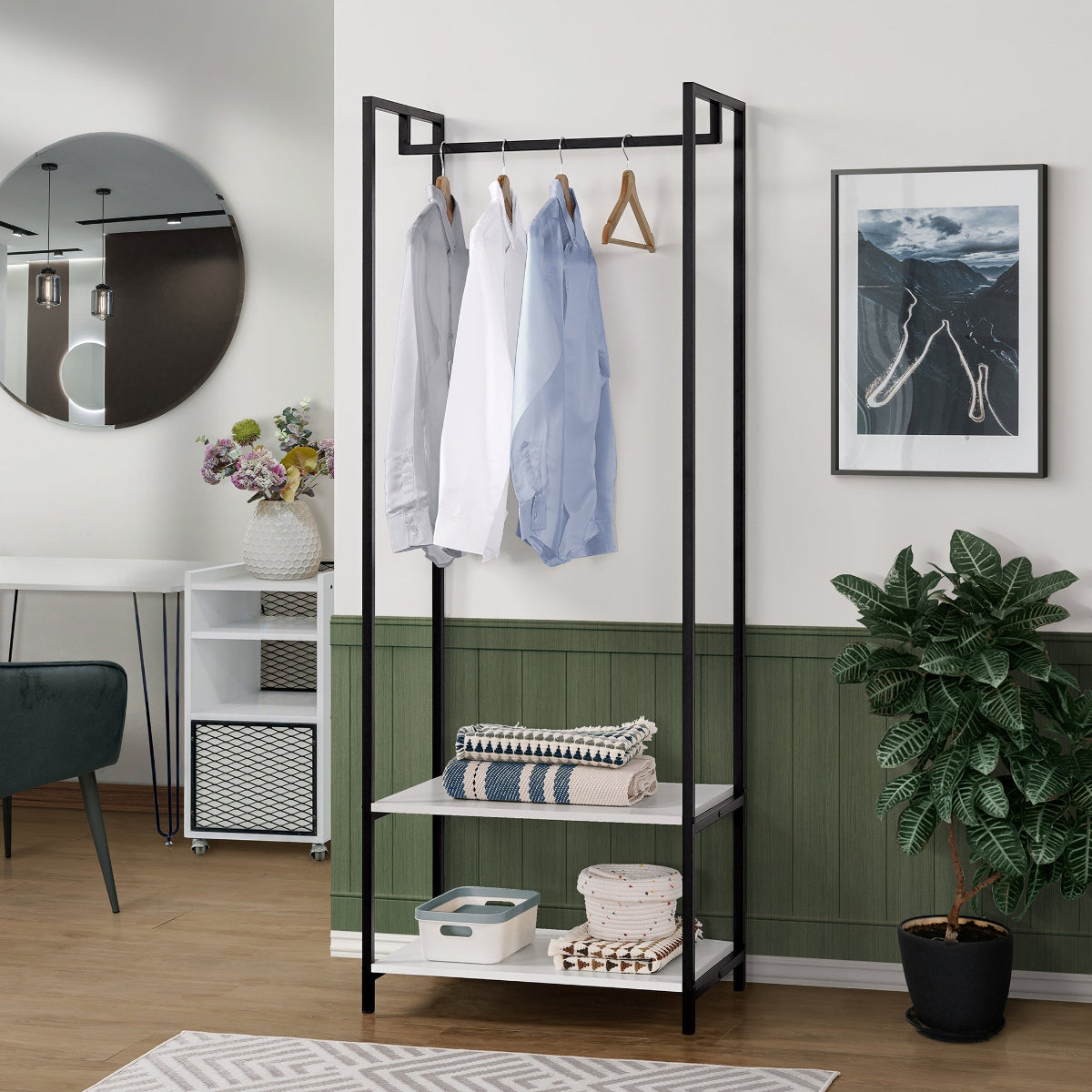 Scala Open Wardrobe with 2 Shelves - Swish Furniture