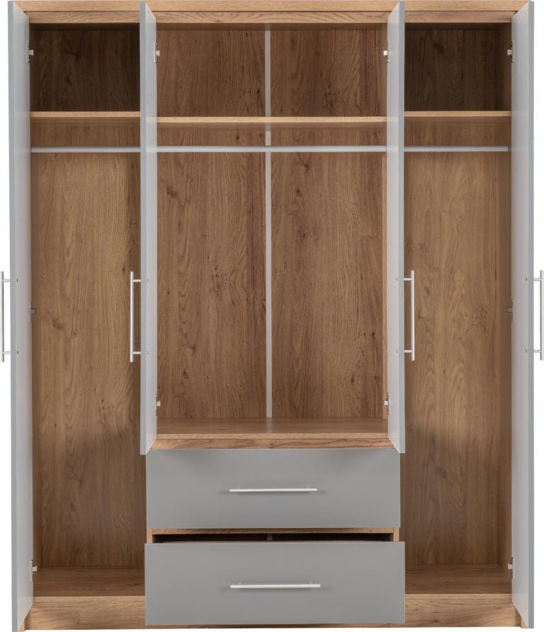 Seville 4 Door 2 Drawer Wardrobe - Seconique