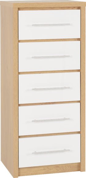 Seville 5 Drawer Narrow Tallboy Chest - Seconique
