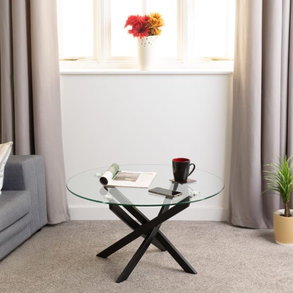 Sheldon Glass Top Round Coffee Table - Seconique
