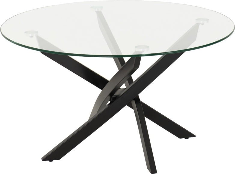 Sheldon Glass Top Round Coffee Table - Seconique