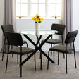 Sheldon Round Glass Dining Set with 4 Boucle Chairs - Seconique