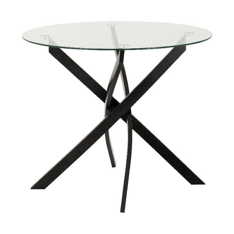 Sheldon Round Glass Dining Set with 4 Velvet Chairs - Seconique