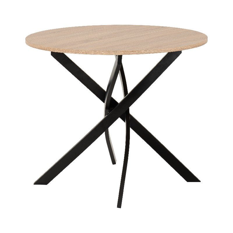 Sheldon Round Wooden Dining Set with 4 Velvet Chairs - Seconique