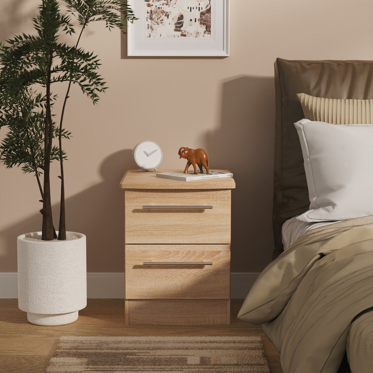 Sherwood 2 Drawer Bedside Cabinet - Welcome Furniture