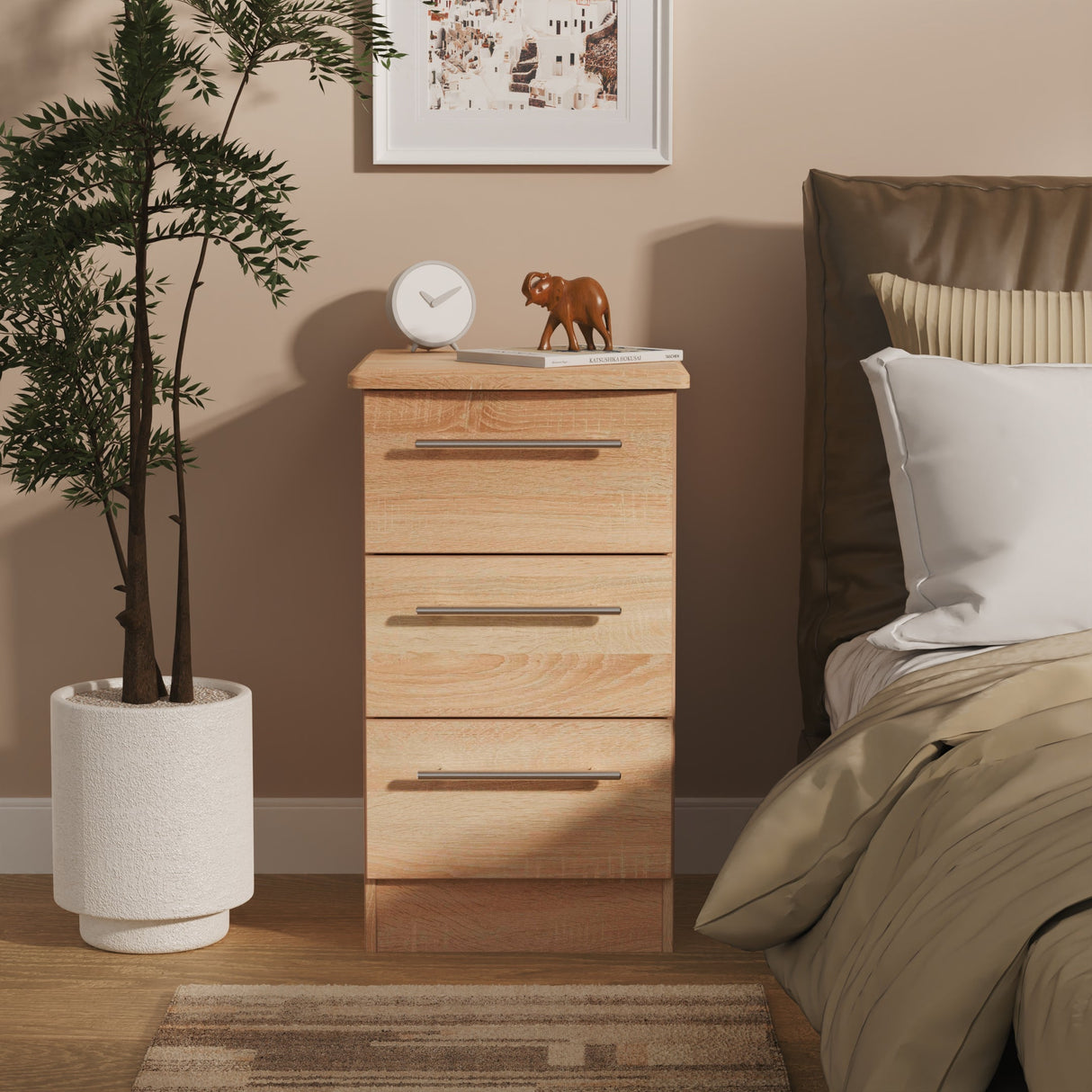 Sherwood 3 Drawer Bedside Cabinet - Welcome Furniture