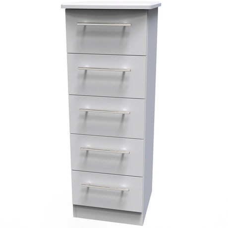 Sherwood Grey Matt 5 Drawer Bedside Cabinet - Welcome Furniture