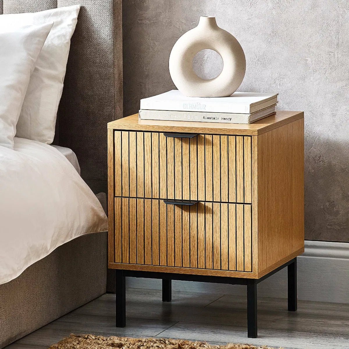 Sia 2 Drawer Bedside Table - Julian Bowen