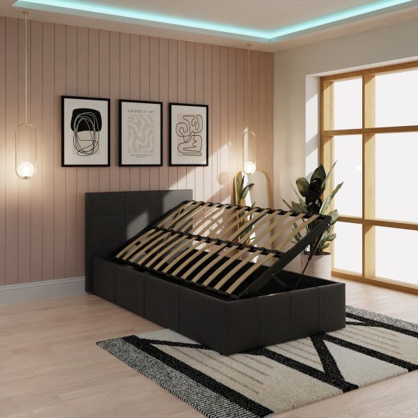 Side Lift Ottoman Bed Faux Leather - GFW