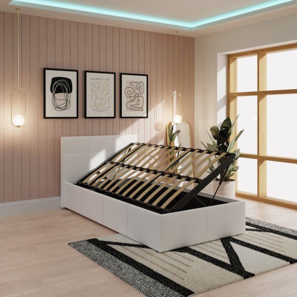 Side Lift Ottoman Bed Faux Leather - GFW