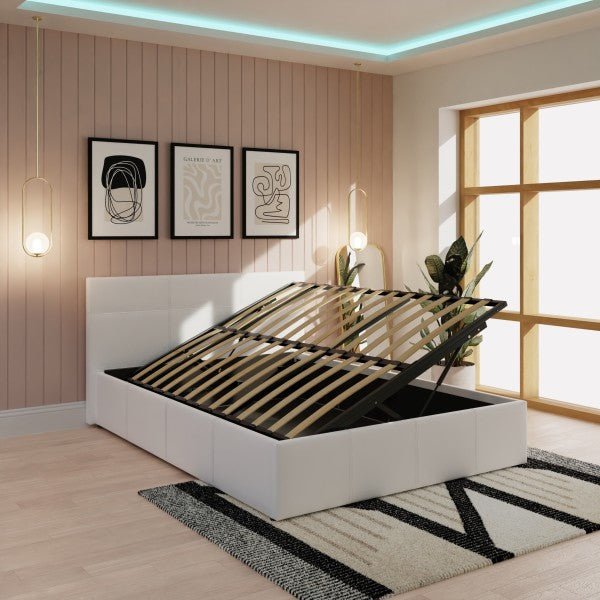 Side Lift Ottoman Bed Faux Leather - GFW