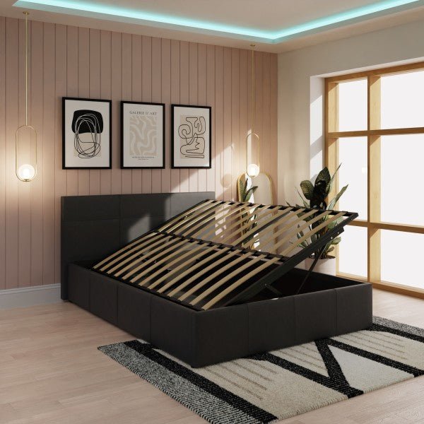 Side Lift Ottoman Bed Faux Leather - GFW