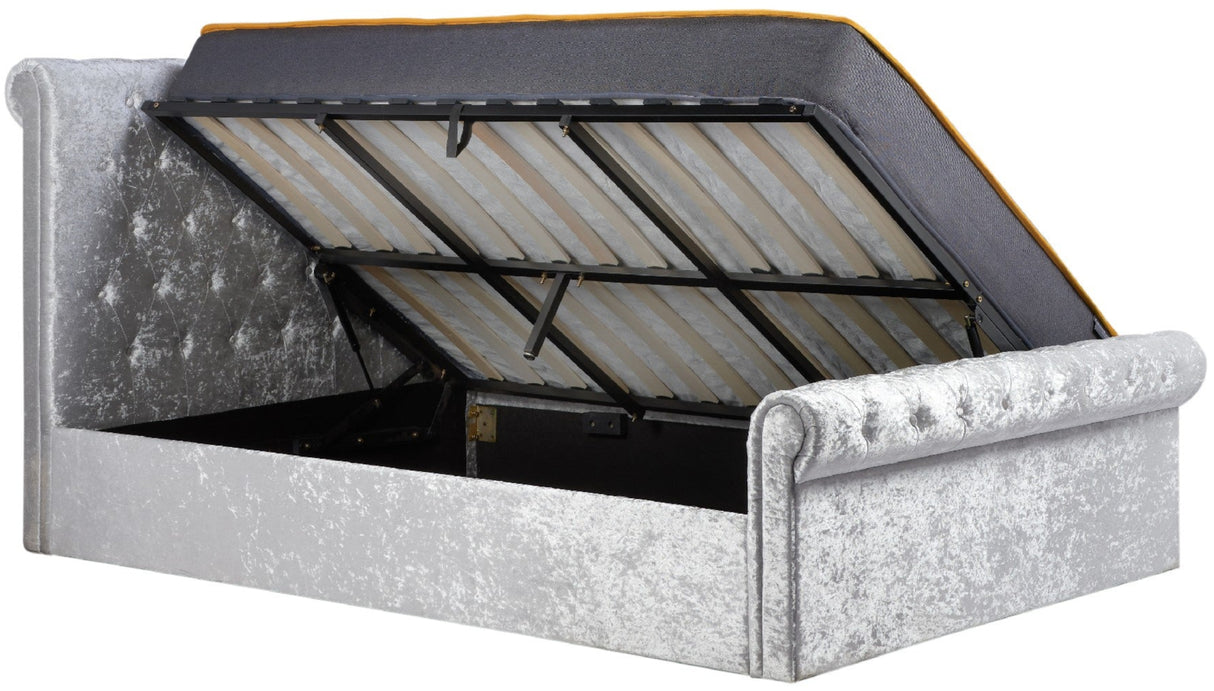 Sienna Crushed Velvet Ottoman Bed Frame (4'6'' Double) - Birlea