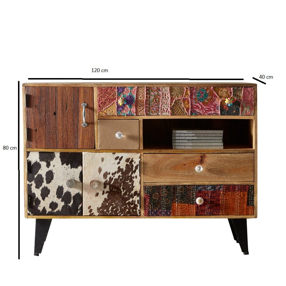Sorio Reclaimed Wood and Metal 2 Door 4 Drawer Sideboard - Indian Hub