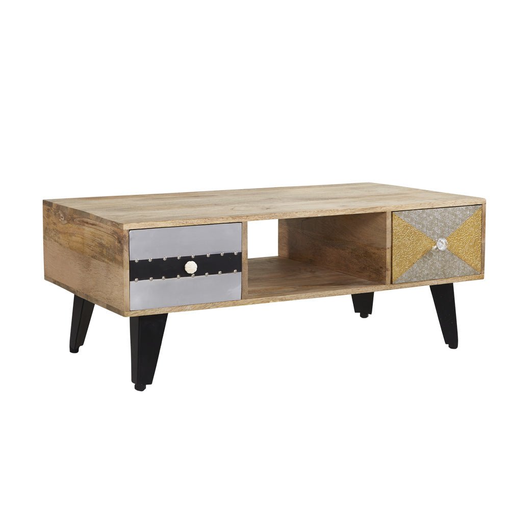 Sorio Reclaimed Wood and Metal 4 Drawer Coffee Table - Indian Hub