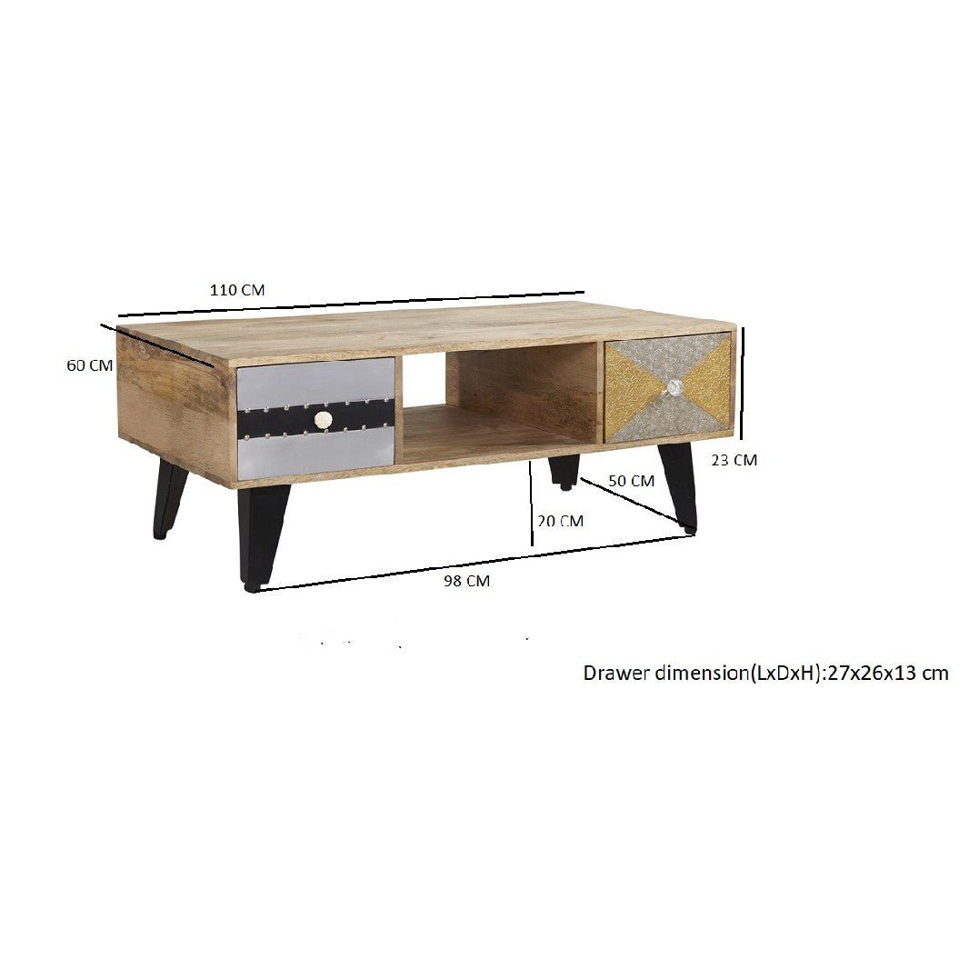 Sorio Reclaimed Wood and Metal 4 Drawer Coffee Table - Indian Hub