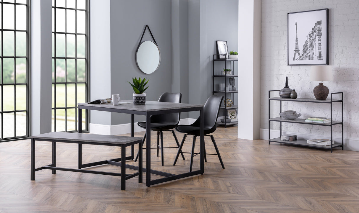 Staten Metal Dining Set With 1 Bench and 2 Kari Chairs - Julian Bowen