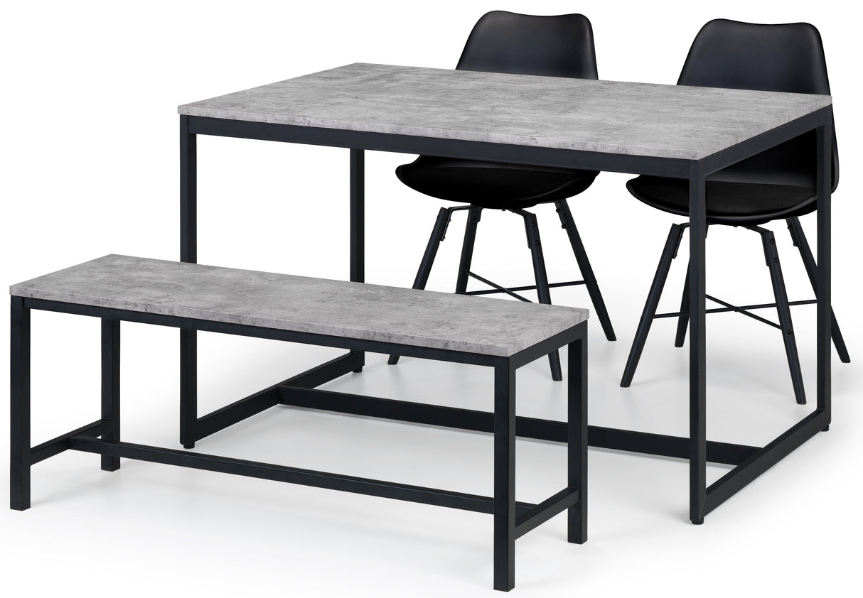 Staten Metal Dining Set With 1 Bench and 2 Kari Chairs - Julian Bowen