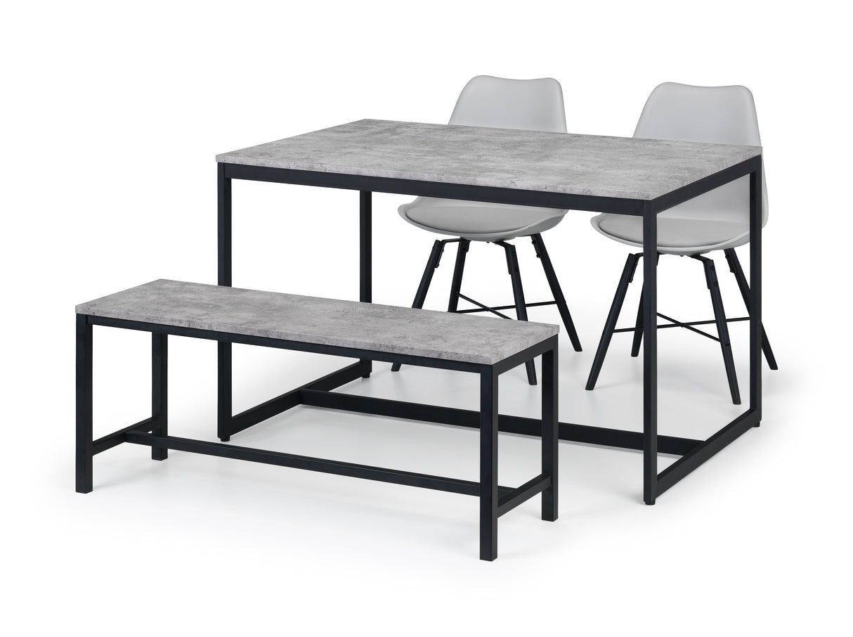 Staten Metal Dining Set With 1 Bench and 2 Kari Chairs - Julian Bowen