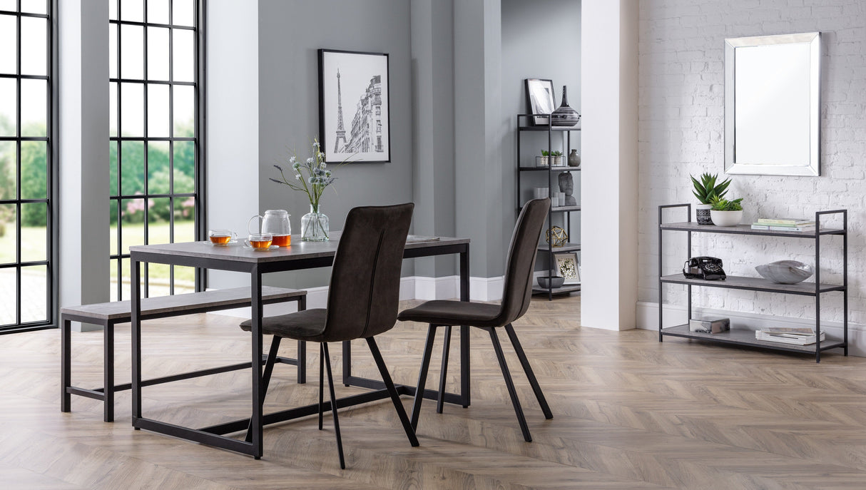 Staten Metal Dining Set With 1 Bench and 2 Monroe Chairs - Julian Bowen