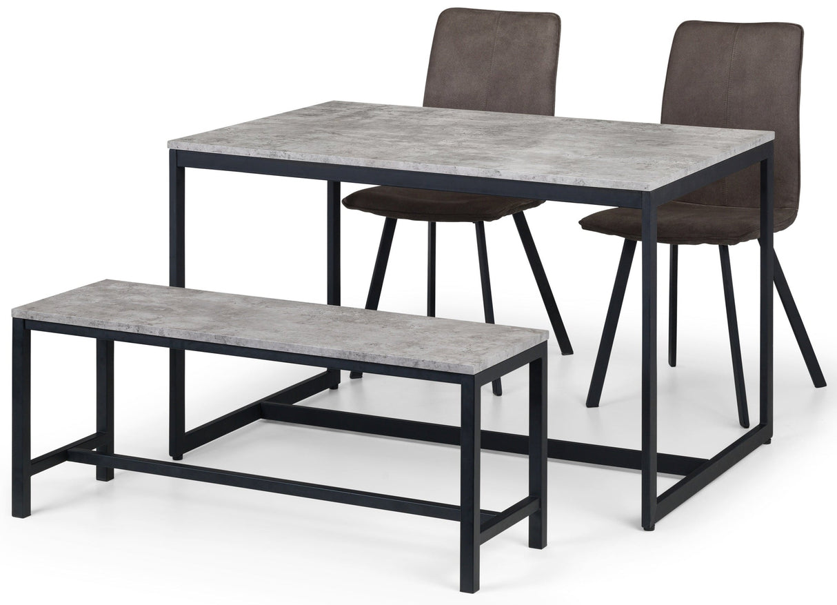 Staten Metal Dining Set With 1 Bench and 2 Monroe Chairs - Julian Bowen