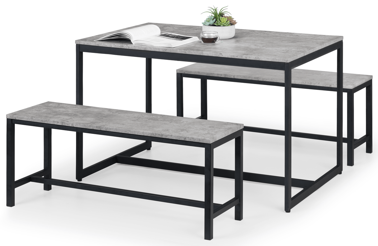 Staten Metal Dining Set With 2 Benches - Julian Bowen