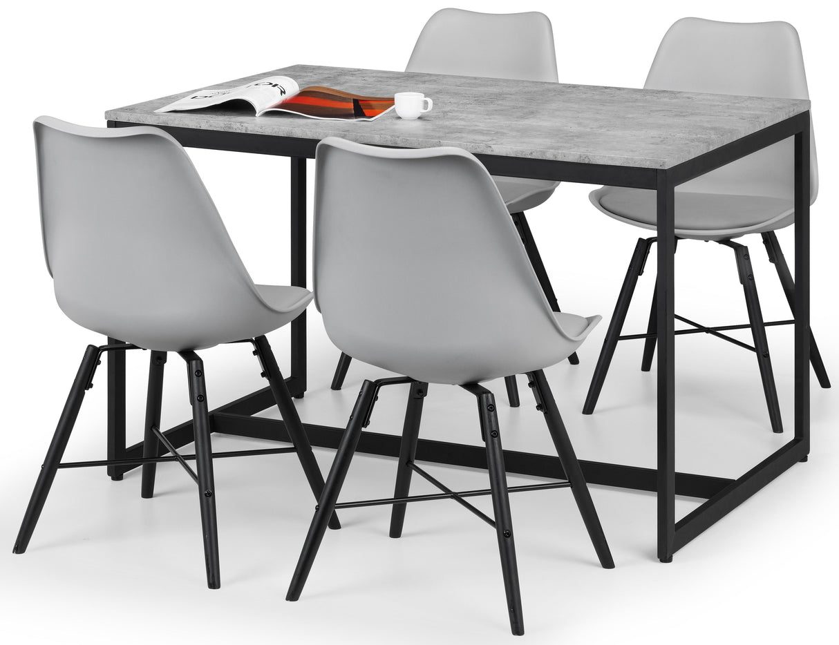 Staten Metal Dining Set With 4 Kari Chairs - Julian Bowen