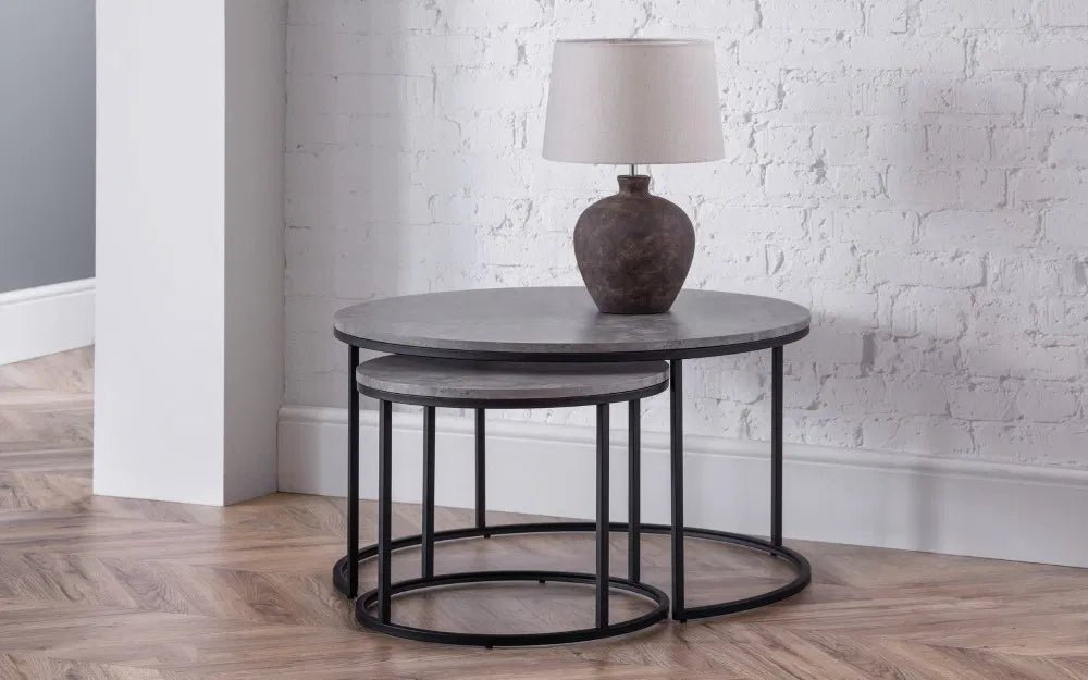 Staten Round Metal Nest of 2 Coffee Tables - Julian Bowen