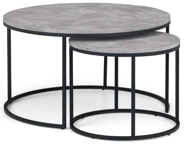 Staten Round Metal Nest of 2 Coffee Tables - Julian Bowen