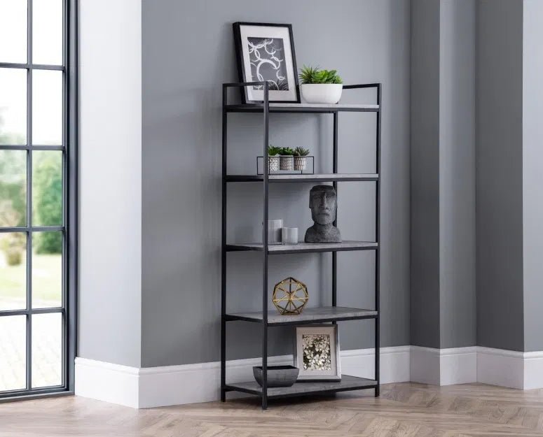 Staten Tall 5 Shelf Metal Bookcase - Julian Bowen