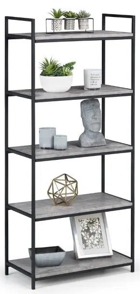 Staten Tall 5 Shelf Metal Bookcase - Julian Bowen