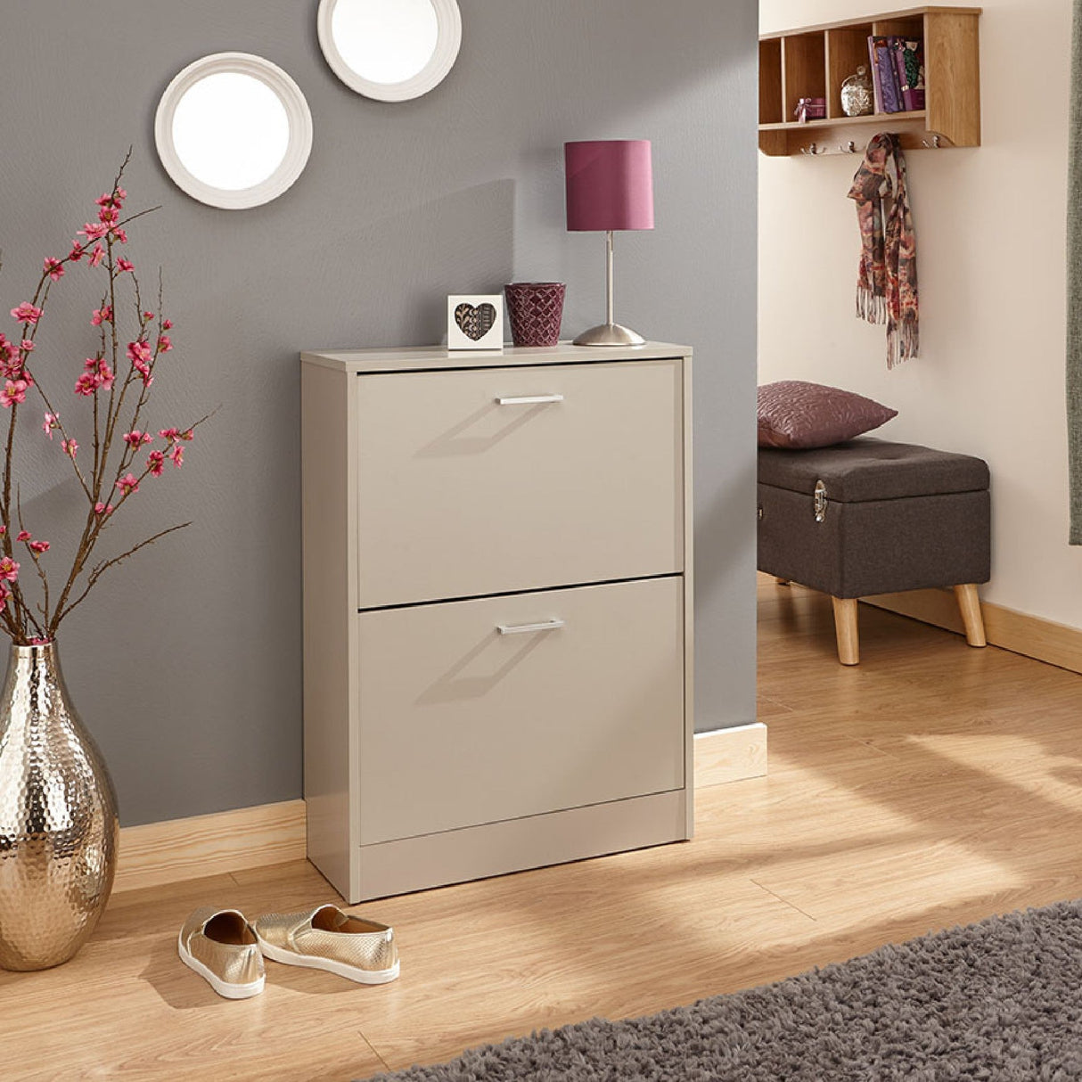 Stirling 2 Tier Flip Down Shoe Cabinet - GFW