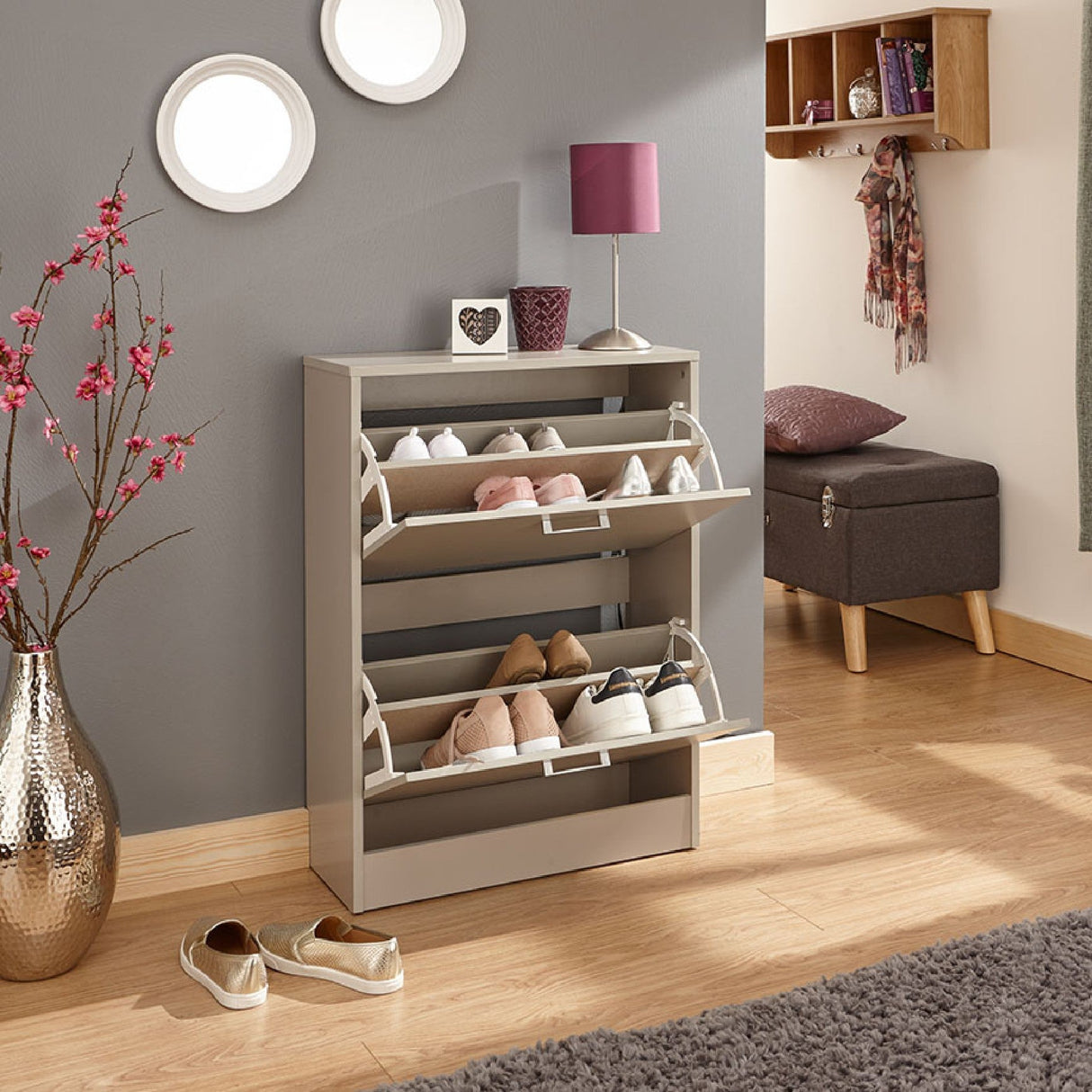 Stirling 2 Tier Flip Down Shoe Cabinet - GFW