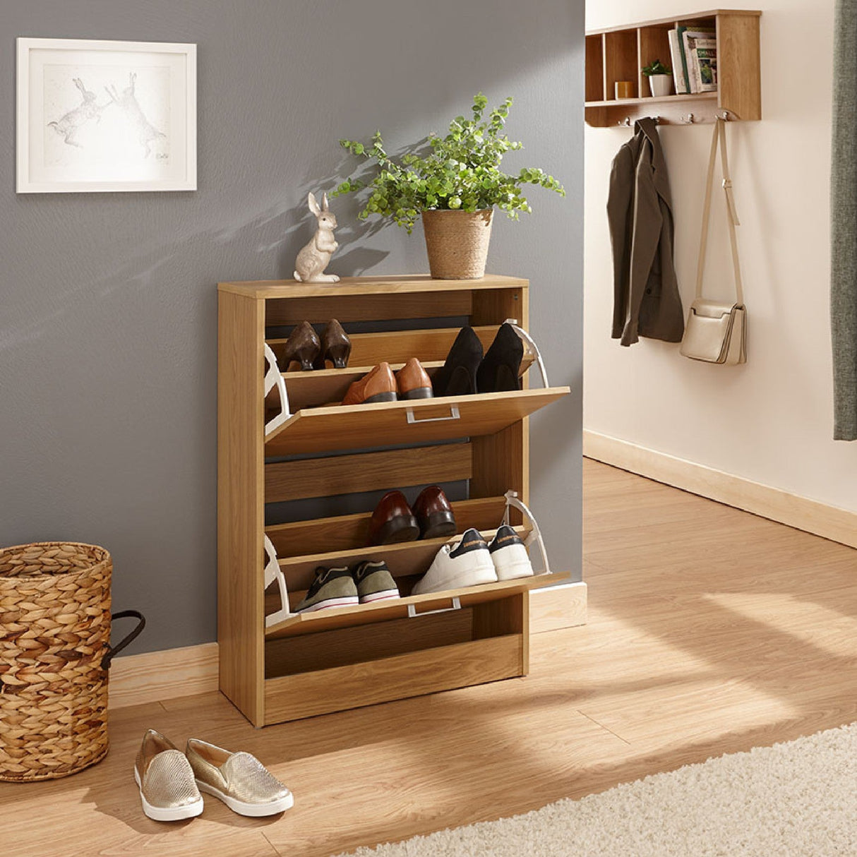 Stirling 2 Tier Flip Down Shoe Cabinet - GFW